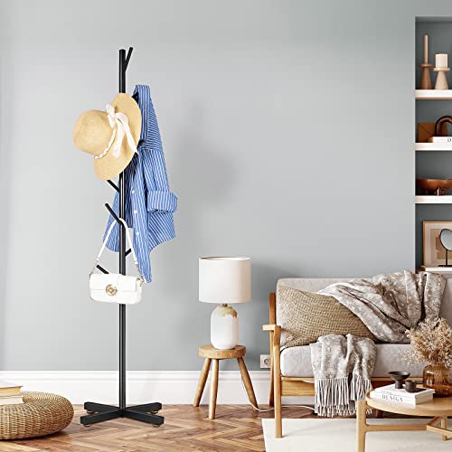 Metal Coat Rack Freestanding with 8 Hooks for Entryway