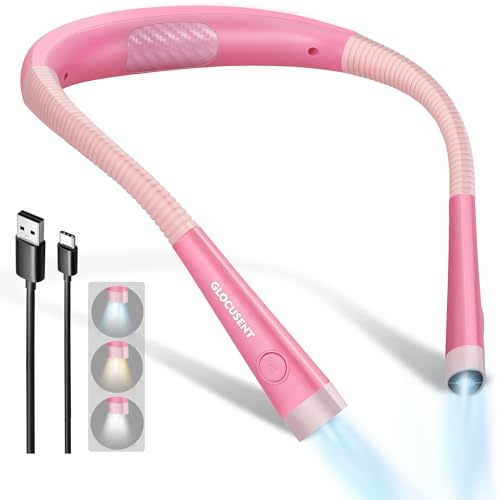 Book Light, 3-Color & 6-Brightness Reading Light, Bendable Neck Light, Long Lasting Rechargeable Lamp, Perfect Book Light for Reading in Bed, Knitting, Camping, Repairing, Book Lovers Gifts