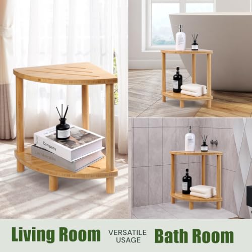 Bamboo Corner Shower Stool for Inside Shower Waterproof