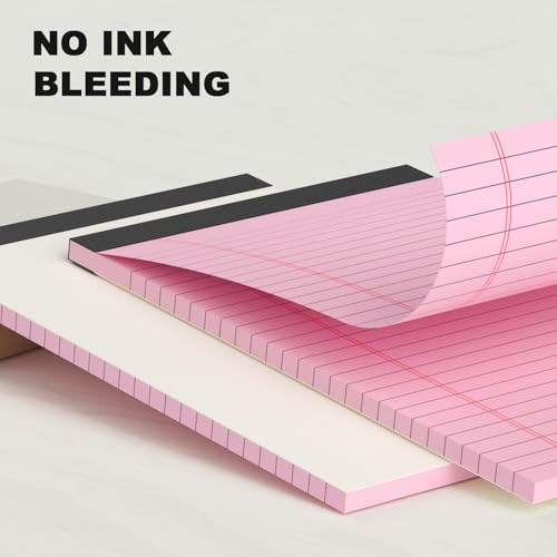 Small Note Pad 5x8 College Ruled Pink Legal Pads Paper Notepads 6 Pack Clear Print Writing Pads 5 x 8 Legal Pads Perforated Narrow Ruled Pads of Paper