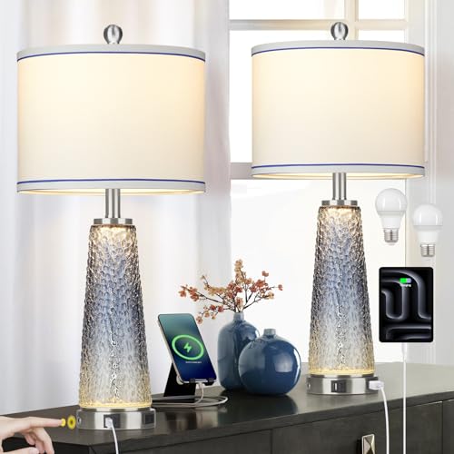 Glass Table Lamps Set of 2 White