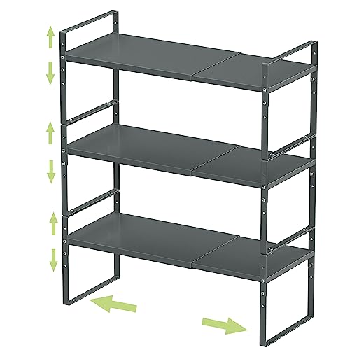 Expandable Stackable Spice Rack Cabinet Shelf Organizer in Cabinets Shelves Kitchen Cupboard Organization Stack up Racks Pantry Countertop Storage