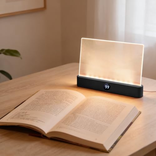 Book Light Rechargeable Clear LED Flat Reading Light with 3 Colors & Timer