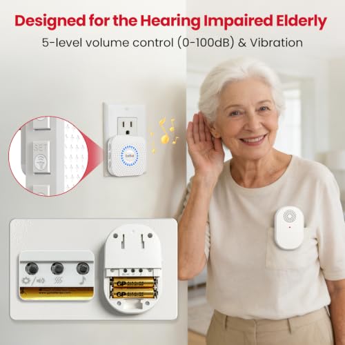 Wireless Caregiver Pager Call Button for Hard of Hearing Waterproof 500+ FT Nurse Alert System Elderly Monitoring Patient