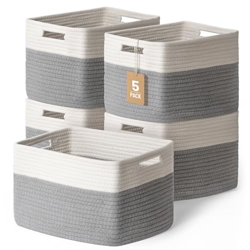 5 Pack Woven Storage Baskets