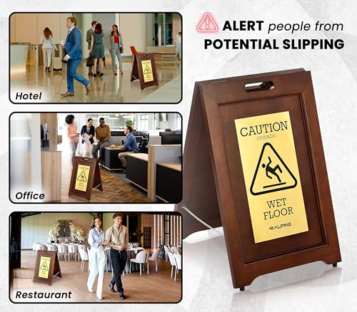 Wooden Caution Wet Floor Sign Slippery A