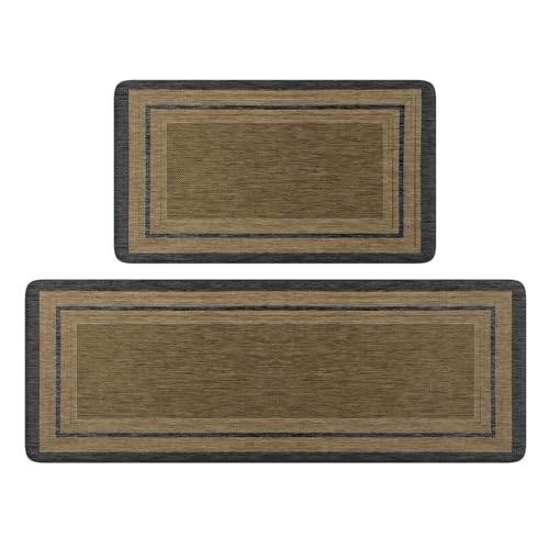 KIMDOE Boho Kitchen Rugs and Mats 2PCS Cushioned Anti Fatigue Kitchen Mat Non