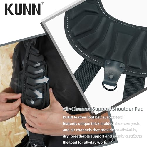 Leather Tool Belt Suspenders Construction Bag Suspenders Molded Air Channel Work Belt Suspender for Carpenter