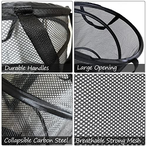 Deluxe Extra Large Strong Pop up Laundry Hamper Basket with Side Long Straps Drawstring Barrel Foldable Hamper for Laundry Room