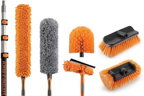 High Reach Duster Kit with Exterior House Cleaning Brushes and Window Cleaning Tool