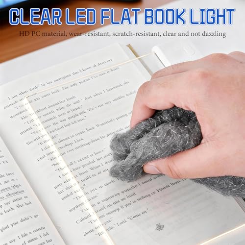 Book Light Rechargeable Clear LED Flat Reading Light with 3 Colors & Timer