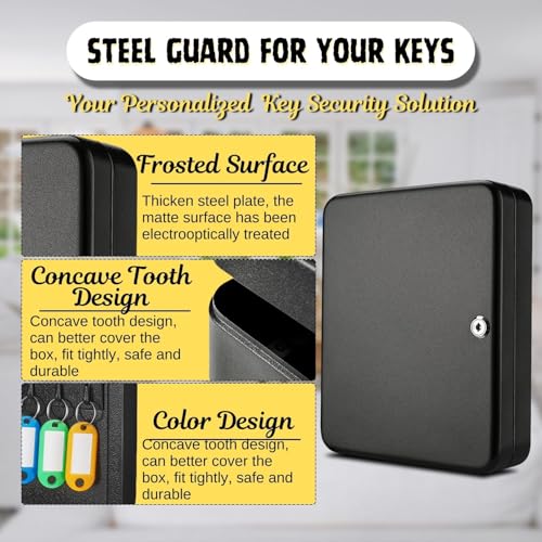 Key Cabinet Steel Box with Combination Lock with Number Tags & Hooks