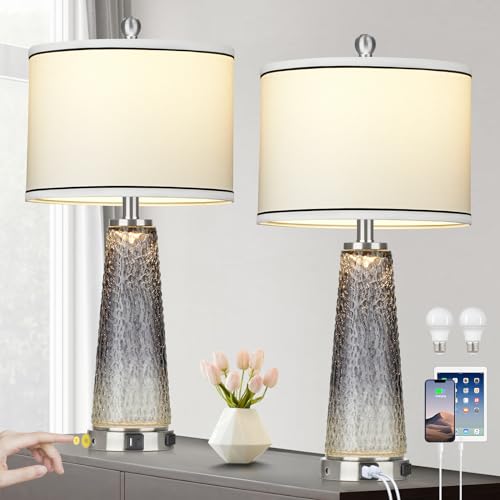 Glass Table Lamps Set of 2 White