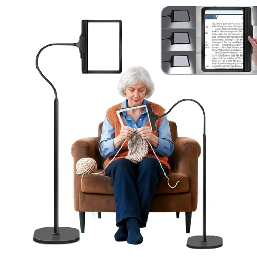 Large 5X Rechargeable Floor Magnifying Glass with Light and Stand 43 LED Floor Magnifying Lamp 2