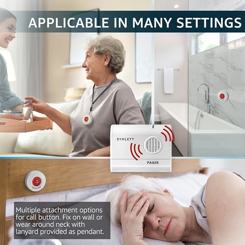 Caregiver Pager with Wireless Call Buttons for Home Care
