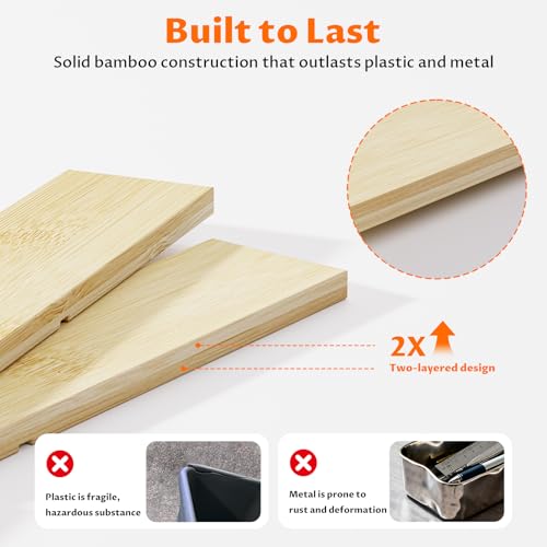 Bamboo Desk Drawer Organizer with Removable Dividers