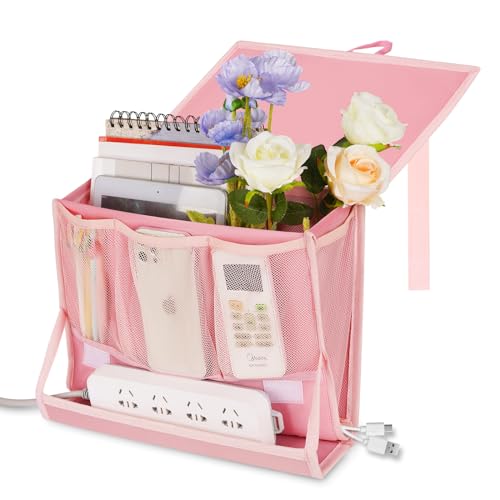 Bedside Caddy Bedside Storage Organizer Bedside Organizer with Power Strip Holder and 2 Adjustable Straps for Home Bunk Bed College Dorm Sofa