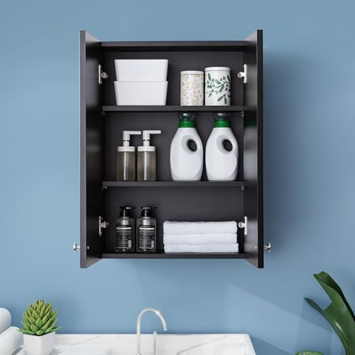 White Bathroom Wall Cabinet with Towel Bar