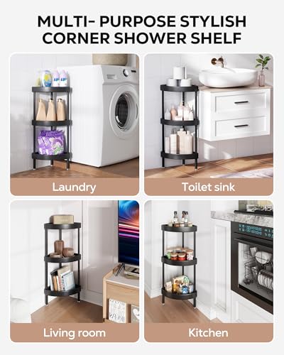 Corner Shower Caddy Stand Rustproof Anodized Aluminum Standing Shower Organizer