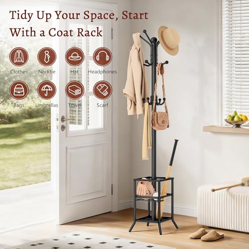 Coat Rack Stand with Umbrella Holder