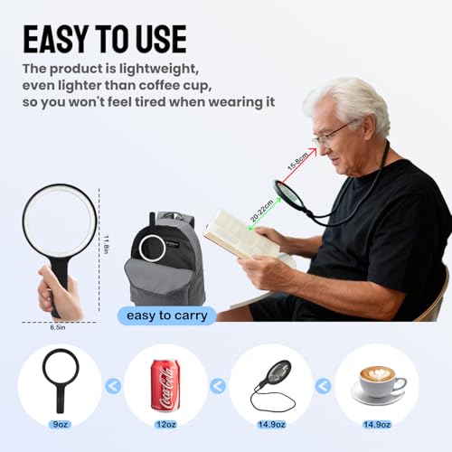 Hands Free Magnifying Glass & Goose Neck Magnifier with Light