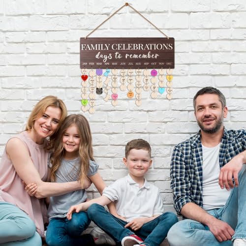 Family Birthday Calendar Board Wall Hanging with Tags