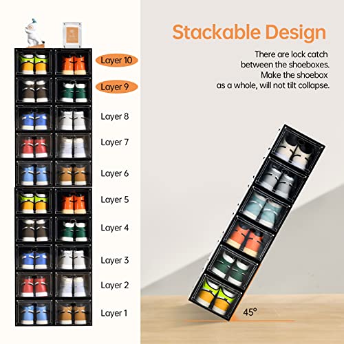 12 Pack Clear Shoe Boxes Stackable