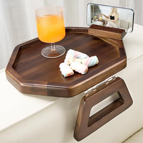 Octagonal Acacia Sofa Arm Tray