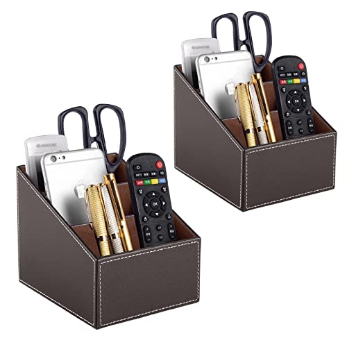 Fashionable PU leather TV remote control bracket with 3 compartments