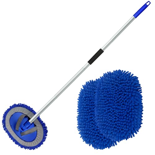 62" Microfiber Car Wash Brush with Long Handle Car Washing Mop Kit Mitt Sponge Car Cleaning Supplies Duster RV Washing Car Brushes