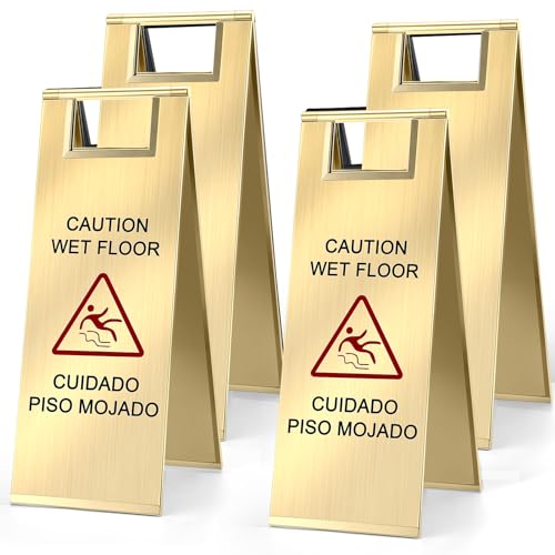 4 Pcs Stainless Steel Wet Floor Sign Bulk
