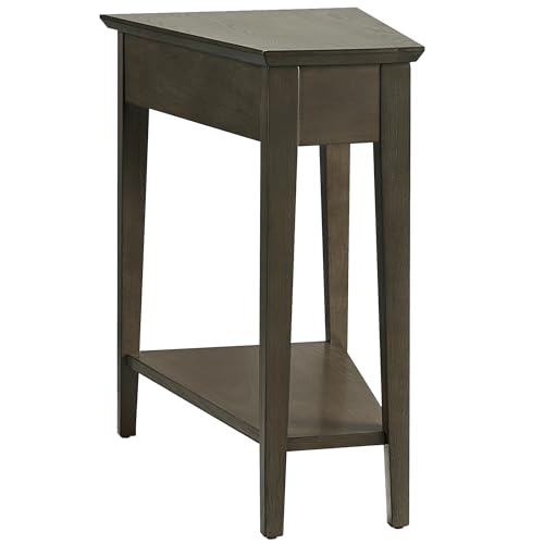 Laurent Solid Wood Recliner Wedge End Side Table with Shelf