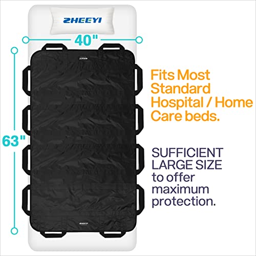 Bed Positioning Pad with Reinforced Handles 63" x 40" Washable Patient Transfer Slide Sheet for Body Lifting
