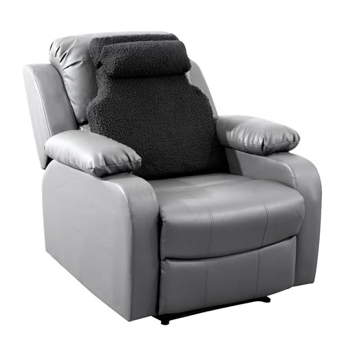 Sherpa Fleece Lumbar Support Pillow with Headrest for Recliner