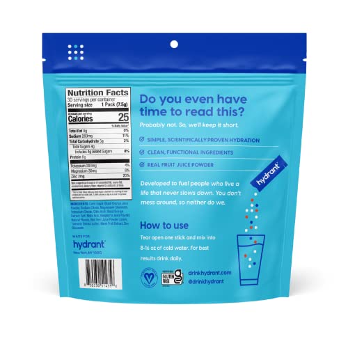 Hydrate Individual Hydration Electrolyte Powder Stick Packets with No Artificial Sweeteners