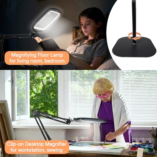 30X 10X Extra Large Floor Magnifying Glass with Light and Stand