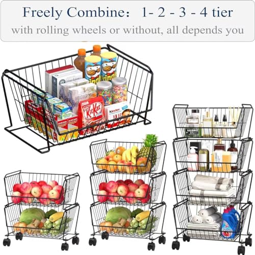 Stackable Metal Storage Carts