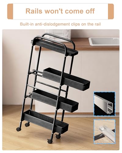 Slim Storage Cart 4 Tier with Pull Out Basket Bathroom Organizer Rolling cart