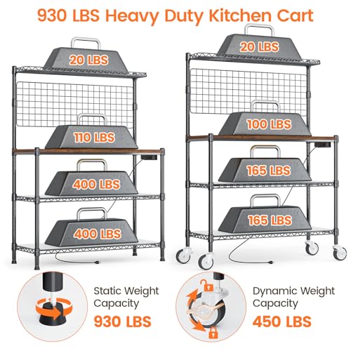 Bakers Rack with Storage & Wheels