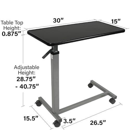 Medical Adjustable Overbed Table with Wheels
