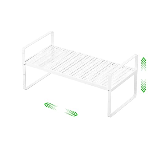 Expandable Cabinet Storage Shelf Stackable Organizer Rack for Kitchen Bathroom Pantry Spice Cupboard Coffee Countertop Home Office Desk Heavy Duty Nonslip