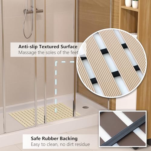 Bath Mat Non Slip Shower Mat Bathtub with Drain Holes and Heavy Duty Rubber No Suction Cups Sturdy Shower Stall Tub Mat for Bathroom