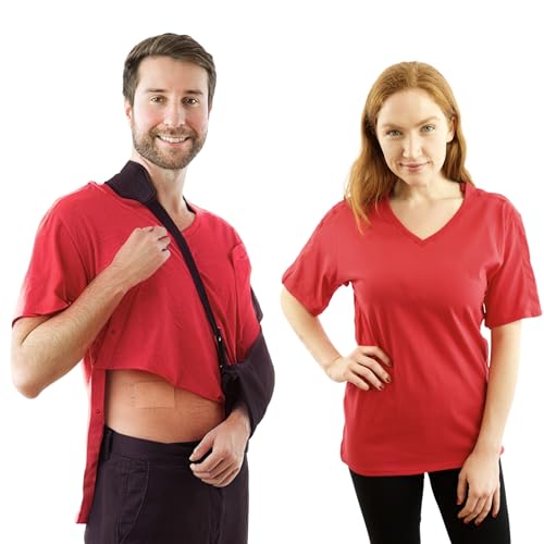 Unisex Post Surgery & Rehab V Neck Dual Access Snap Shirt