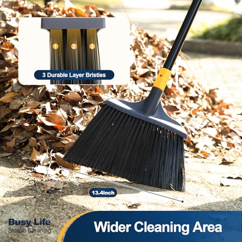 Heavy Duty Broom Outdoor Commercial for Courtyard Garage Lobby Mall Market Floor Home Kitchen Room Office Pet Hair Rubbish 54Inch