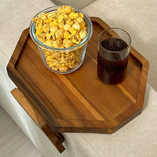 Octagonal Acacia Sofa Arm Tray