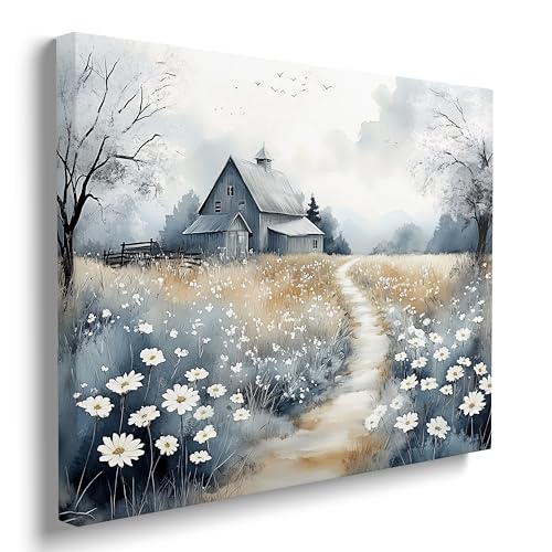 Framed Flower Landscape Canvas Wall Art Ready to Hang