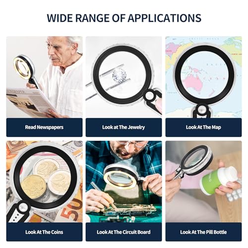 45x Magnifying Glass with Light for Reading