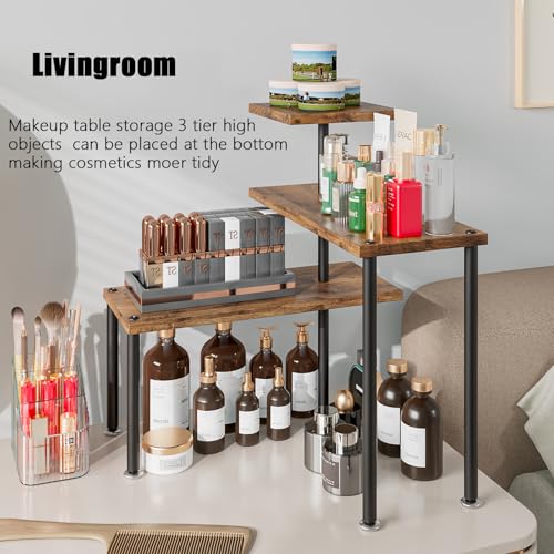 Corner Shelf Countertop Organizer 3 Tier Kitchen Corner Shelves Adjustable Spice Storage Rack for Bathroom Coffee Area Over Sink