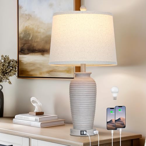 25" Farmhouse Jar Table Lamps Set og 2 Retro Farmhouse Rustic Bedside Lamp