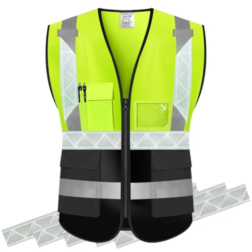 High Visibility Safety Vest Customize Your Logo Protective Workwear 5 Pockets Outdoor Work Vest